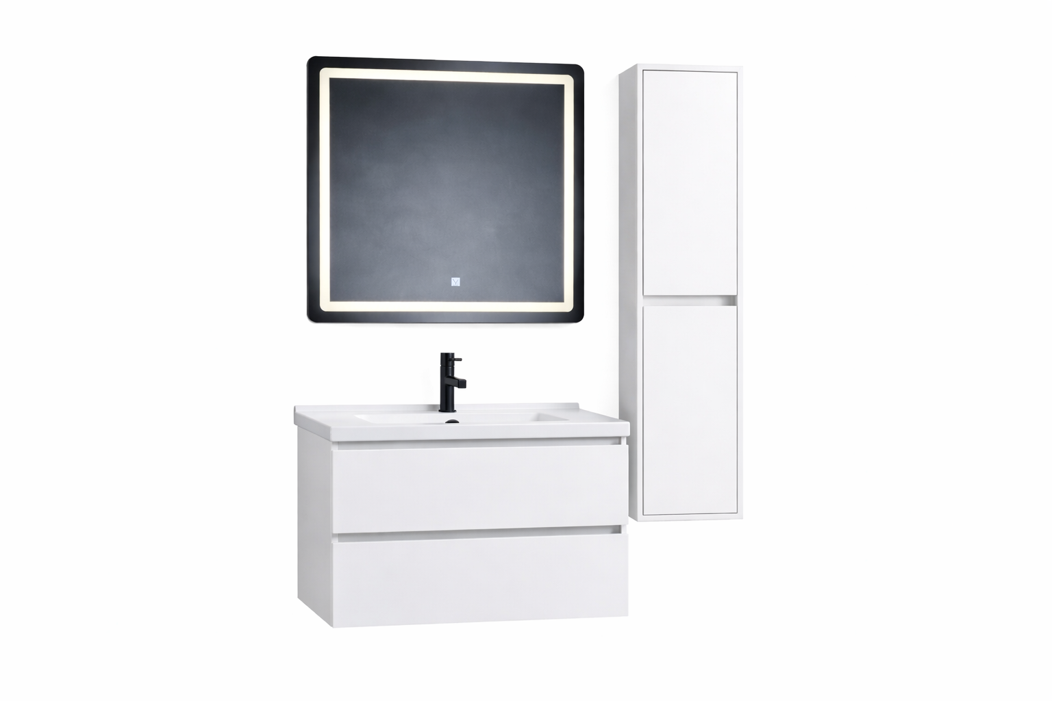 Komplett Baderomsmøbel 80 cm Hvit – Norbad SG-9126 - Bilde 2