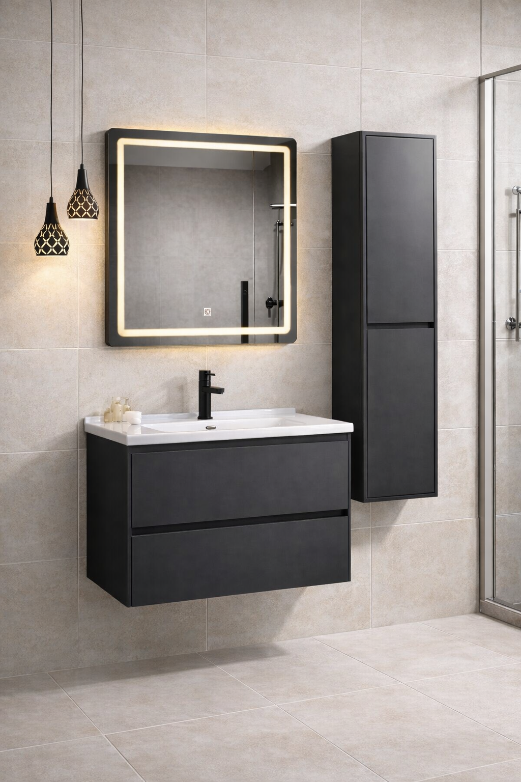 Servantskap SG-9126 med LED Speil - Antrasitt