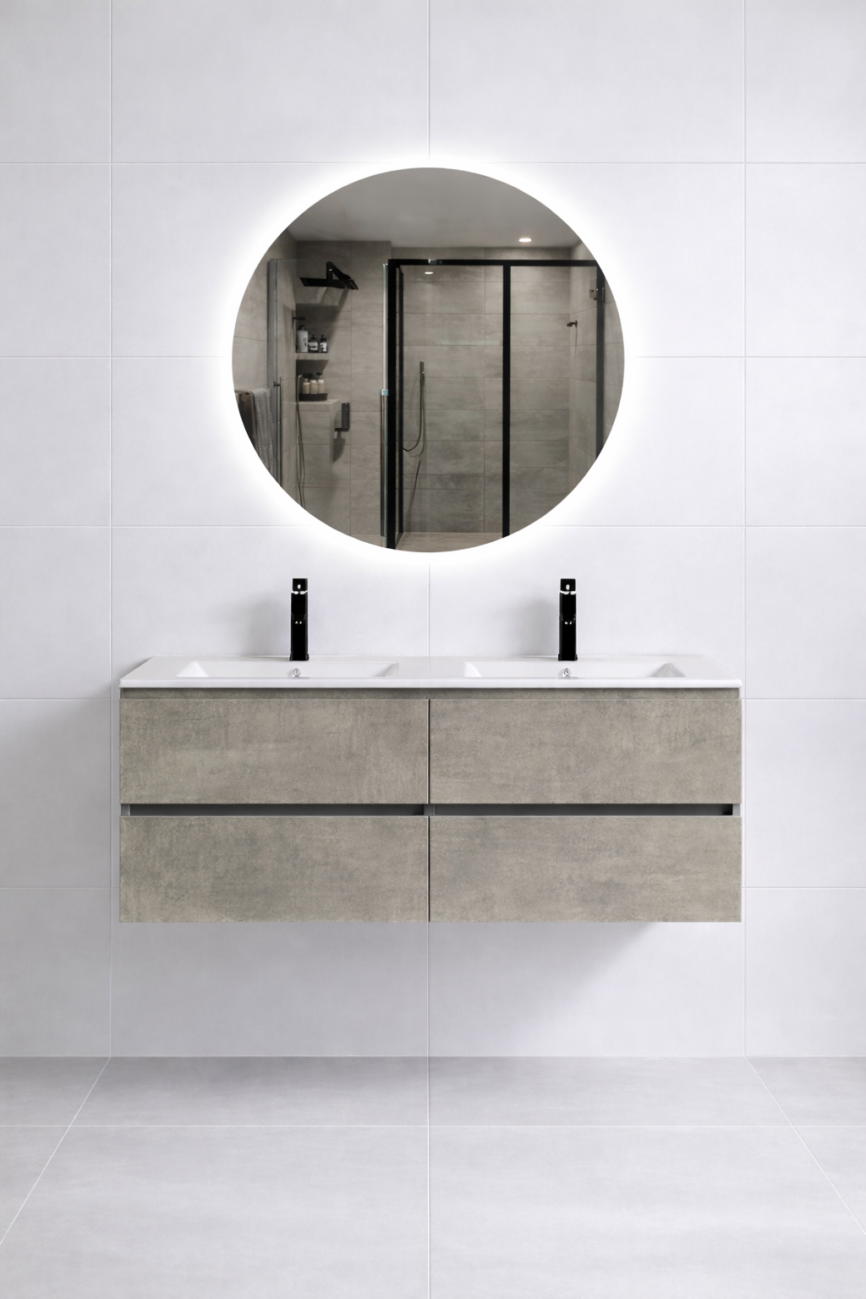 Norbad baderomsmøbel 120 cm 8056 D rundt speil
