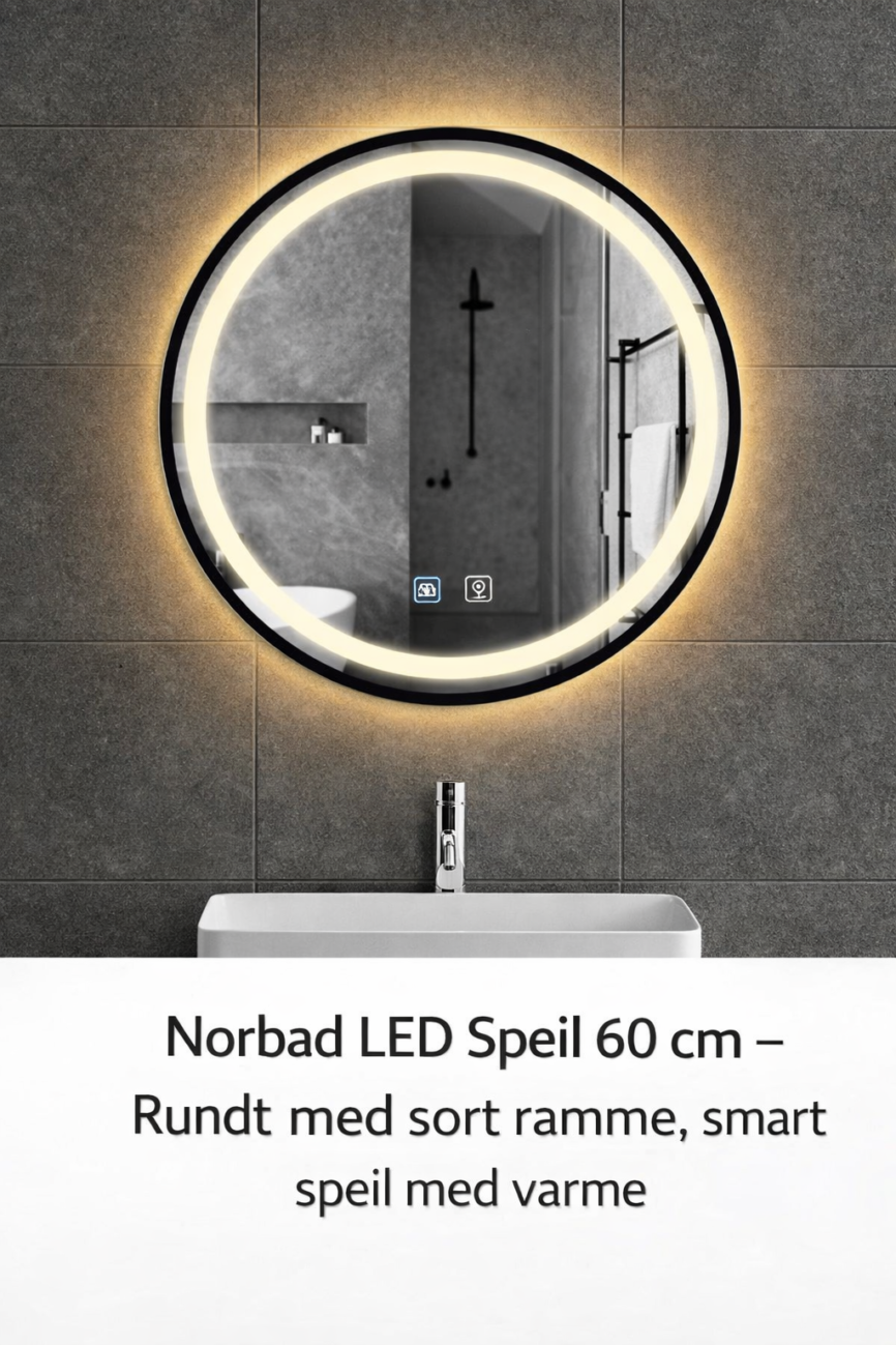 Speil 60 cm med sort ramme