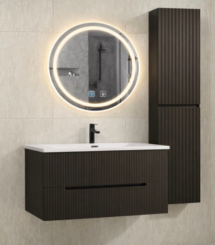 SG 9313-80 cm med rundt speil beige flis